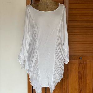 Unique Oversized Gathered Draped Dolman Tunic in Ivory | M/L